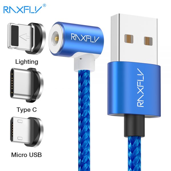 RAXFLY L-TYPE Magnetic Charge USB Cable For Samsung Xiaomi Redmi 4X Lightning to USB Magnet Charging Wire Micro USB Type C Cable