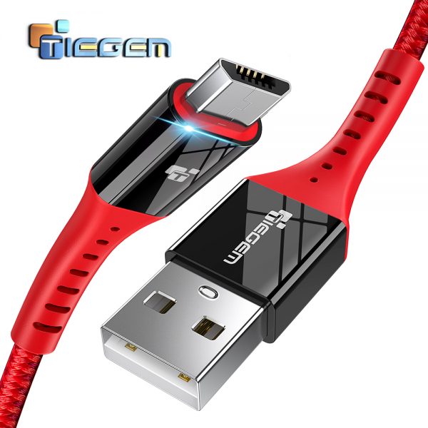 TIEGEM Micro USB Cable 5V 2A Fast Charger Data Cable Braided USB Cable Mobile Phone USB Charger Cable For Samsung Huawei Sony LG