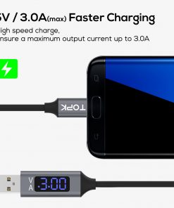 Alternative view of TOPK DLine2 1M Micro USB Cable Voltage and Current Display Data Sync USB Cable For Samsung Xiaomi Huawei Micro USB Port