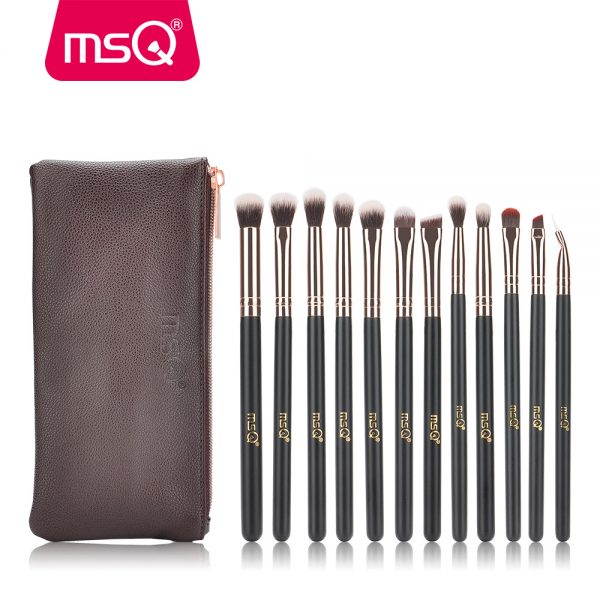 MSQ 12pcs Eyeshadow Makeup Brushes Set Pro Rose Gold Eye Shadow Blending Make Up Brushes Soft Synthetic Hair