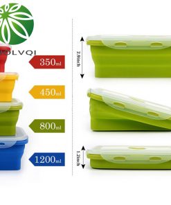 Duolvqi Silicone Lunch Box Portable Bowl Colorful Folding Food Container Lunchbox 350/500/800/1200ml Eco-Friendly