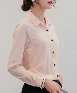 Alternative view of BIBOYAMALL White Blouse Women Chiffon Office Career Shirts Tops 2017 Fashion Casual Long Sleeve Blouses Femme Blusa