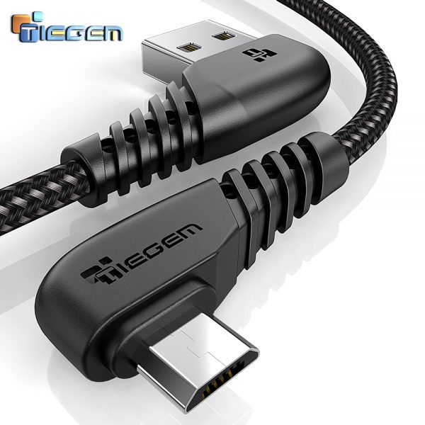 TIEGEM 90 Degree Micro USB Cable 2A Fast Charger Data Cable Braided USB Cable Mobile Phone USB Charger Cable For Samsung Huawei