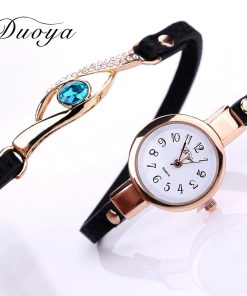 Alternative view of Duoya Brand Watch Women Luxury Gold Eye Gemstone Dress Watches Women Gold Bracelet  Halloween Gift Leather Quartz Wristwatches
