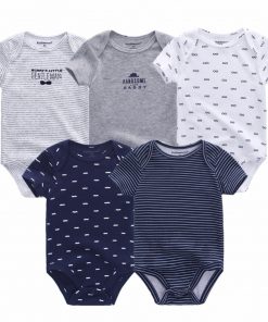 Alternative view of 5PCS/LOT Unisex Top Quality Baby Rompers Short Sleeve Cottom O-Neck 0-12M Novel Newborn Boys&Girls Roupas de bebe Baby Clothes