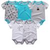 5PCS/LOT Unisex Top Quality Baby Rompers Short Sleeve Cottom O-Neck 0-12M Novel Newborn Boys&Girls Roupas de bebe Baby Clothes