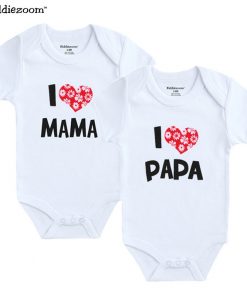 Alternative view of 2PCS/LOT Newborn Baby Clothes Short Sleeve Girl Boy Clothing  I Love Papa Mama Design 100%Cotton Rompers de bebe Costumes White