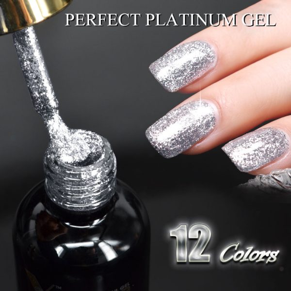 #60752 2017 New Venalisa supply nail art Venalisa 12ml 12 color supper diamond shining glitter sequin starry platinum paint gel