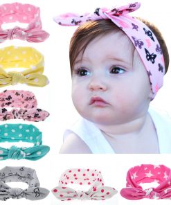 Girls Dot Bowknot Print Floral Headbands Newborn Infant Hair Accessories Children Rabbit Ears Elastic Hair Bands Baby Headwear