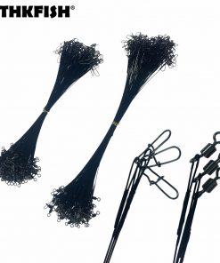 Alternative view of 50Pcs 30Pcs 32lb Fishing Line Steel Wire Leader With Rolling Swivels Duo-Lock Snap Anti-bait Fishing Wire Rig Leadcore Leash