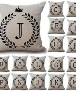 Alternative view of Cotton Crown Letter Design Cushion Cover