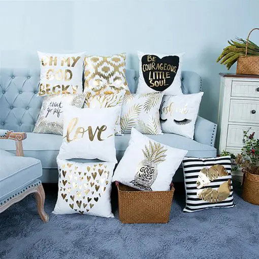 Soft Gold Printed Decorative Cushion Cover