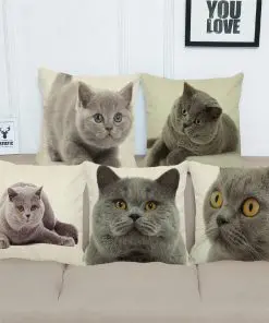 Alternative view of British Cat Linen Cushion Cover