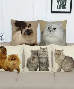 Alternative view of Persian Cat Linen Cushion Cover