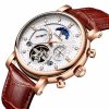Moon Phase Mechanical Automatic Skeleton Watches for Men