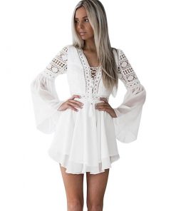 Alternative view of Women's Lace Embroidery Flare Sleeve Mini Dress