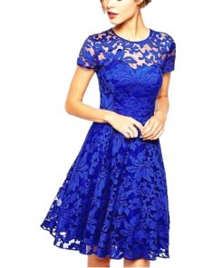 Women’s Floral Lace O-Neck Dress