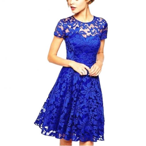 Women's Floral Lace O-Neck Dress