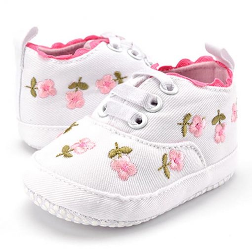 Girls' Cute Floral Cotton Sneakers