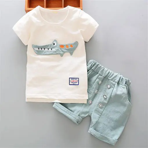 Baby Boy's Cartoon Crocodile Printed Clothing Set