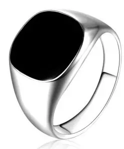 Alternative view of Classic Black Enamel Ring