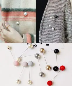 Alternative view of Women's Classic Double Pearls Pin Brooch