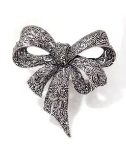 Alternative view of Black Bow Brooch with Rhinestones