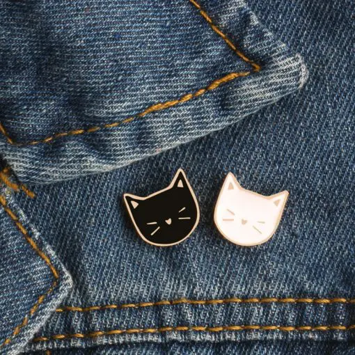 Cartoon Cat Shaped Enamel Pins 2 pcs Set