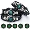 Luminous Signs of the Zodiac Decorated Leather Bracelet Luminous Signs of the Zodiac Decorated Leather Bracelet