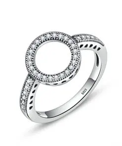 Alternative view of Women's Silver and Crystal Circle Ring