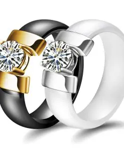 Alternative view of Stylish Ceramic Crystal Ring