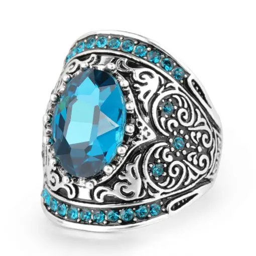 Women's Blue Ice Crystal Ring