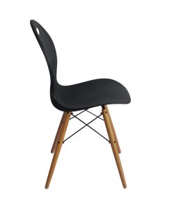 Set of 2 Eames look Trenz dining chair Black with solid natural Red oak legs