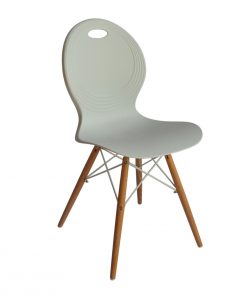 Set of 2 Eames Look Trenz dining chair white with solid natural oak legs