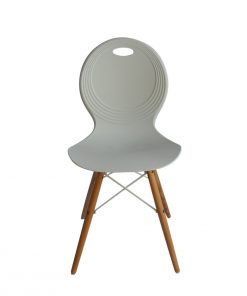 Set of 2 Eames Look Trenz dining chair white with solid natural oak legs