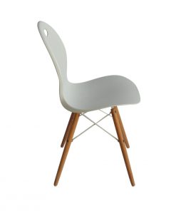 Set of 2 Eames Look Trenz dining chair white with solid natural oak legs