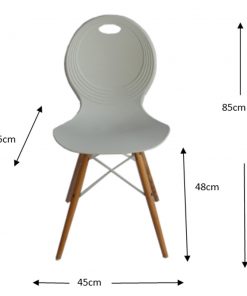 Set of 2 Eames Look Trenz dining chair white with solid natural oak legs
