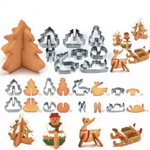 3D Christmas Cookie Molds 8 pcs/Set