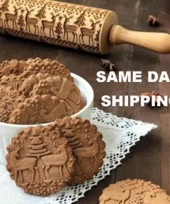 Alternative view of Christmas Pattern Wooden Rolling Pin