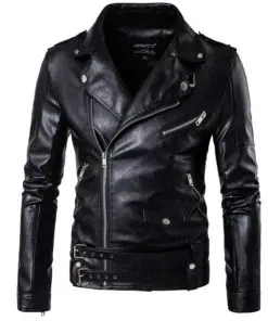 Alternative view of Men's Belted Style Biker Jacket