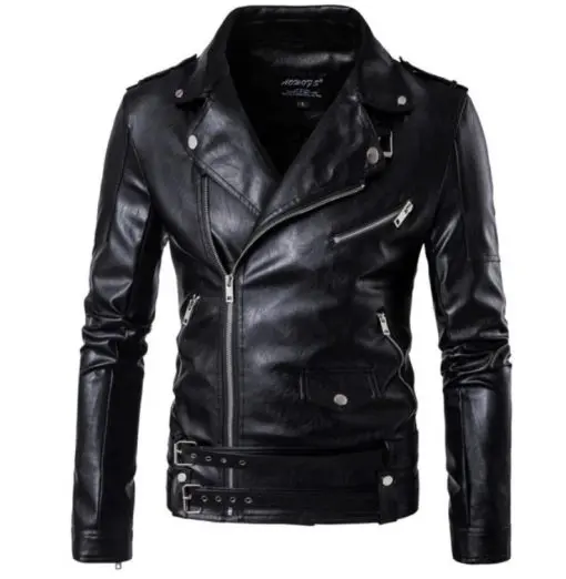 Men's Belted Style Biker Jacket