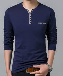 Alternative view of Fashion Long-Sleeved Breathable Cotton Men’s T-Shirt