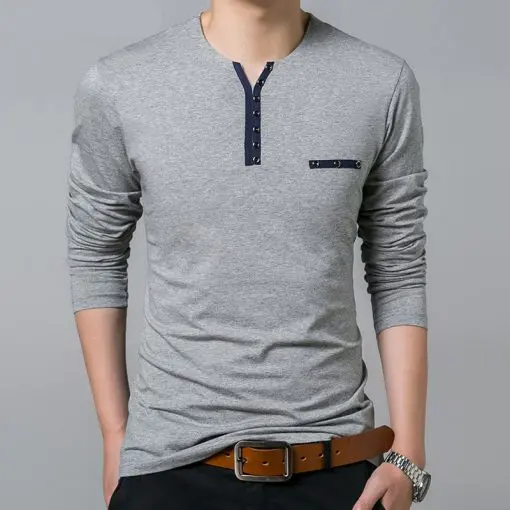 Fashion Long-Sleeved Breathable Cotton Men’s T-Shirt