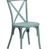 Retro Blue Aluminium Cross Back Chair Set Of 2
