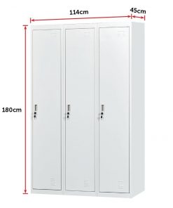 Three-Door Side by Side Office Gym Shed Storage Locker