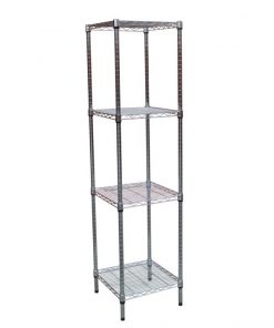 Modular Chrome Wire Storage Shelf 450 x 450 x 1800 Steel Shelving