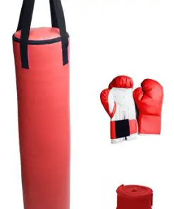 70lb Red Heavy Bag Kit Punching Boxing Bag Gloves Hand Wraps