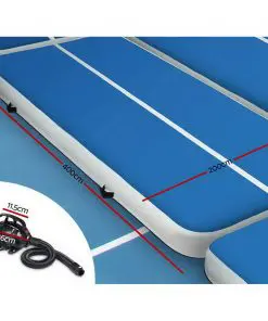 Everfit 4X2M Inflatable Air Track Mat 20CM Thick with Pump Tumbling Gymnastics Blue
