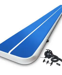 Everfit 8X1M Inflatable Air Track Mat 20CM Thick with Pump Tumbling Gymnastics Blue