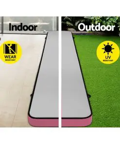 Everfit 8MX1M Airtrack Inflatable Air Track Tumbling Mat with Pump Gymnastics Pink